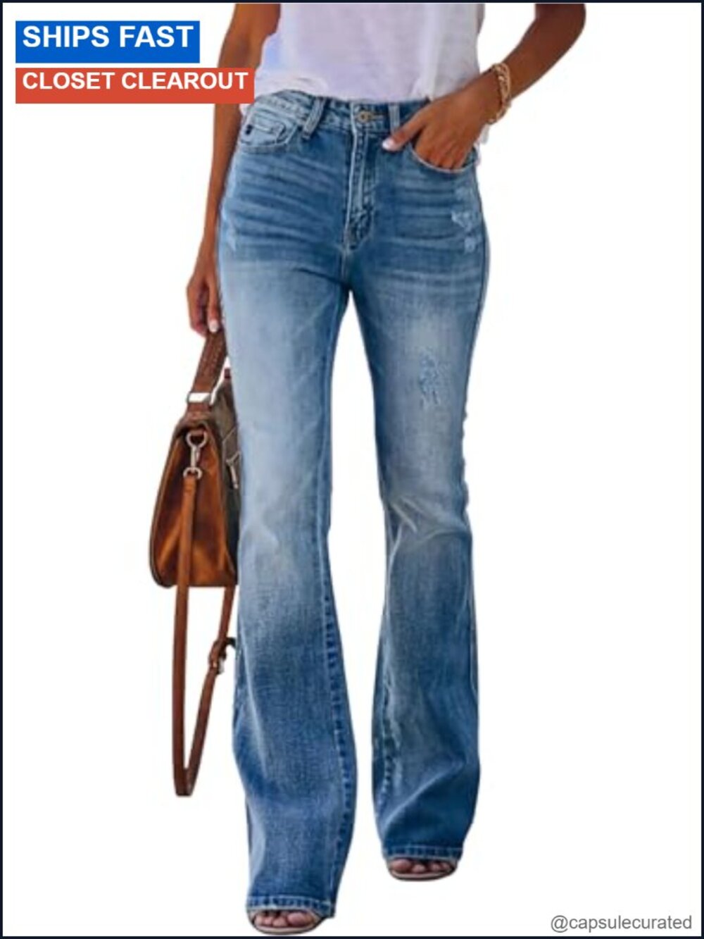 High Waisted Flare Bell Bottom Wide Leg Bootcut Stretch Denim Jeans